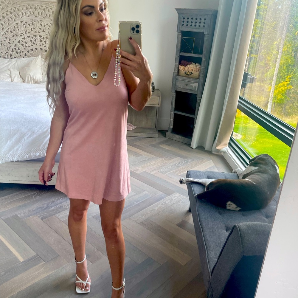 Pink Suede Cami Dress